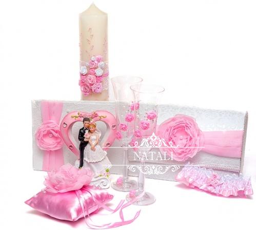 свадебный набор аксессуаров в нежно-розовом цвете