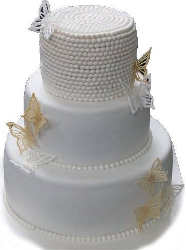 свадебный торт с жемчугом из мастики