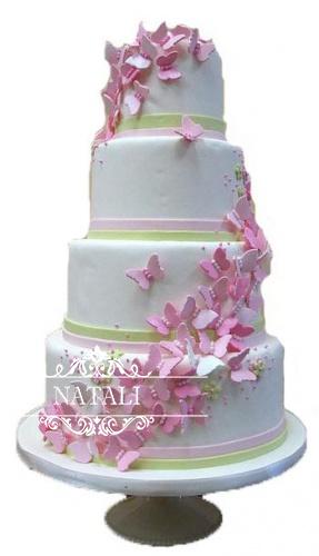 свадебный торт розово белый