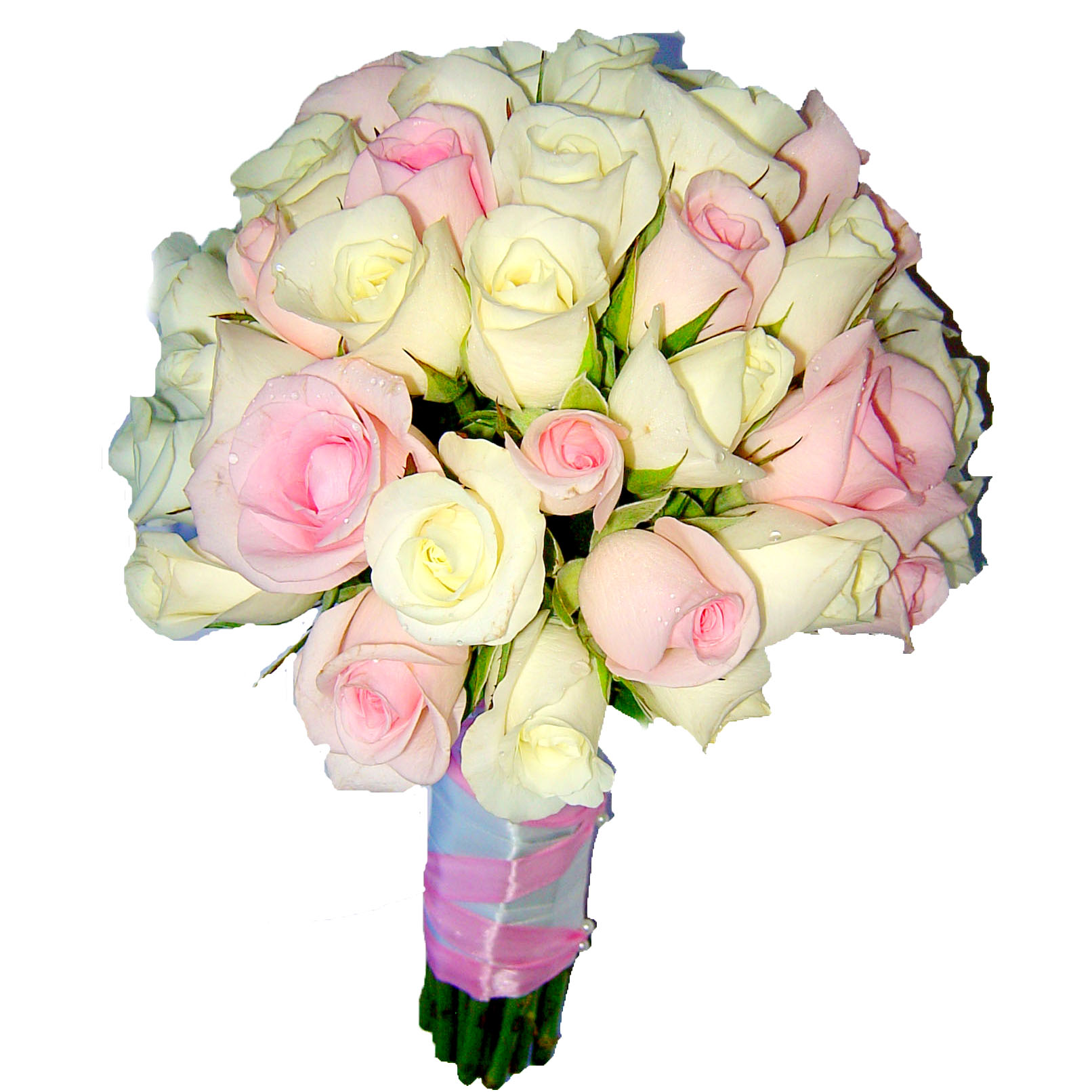 Свадебный букет с розовой и белой розы