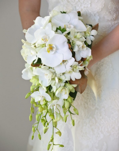 букет невесты из белых орхидей
