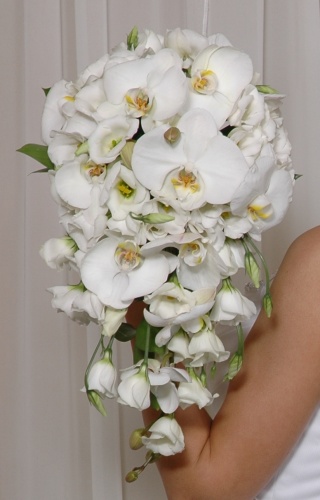 свадебный букет невесты из белых орхидей