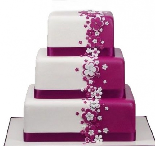 Свадебный торт цвета фуксии