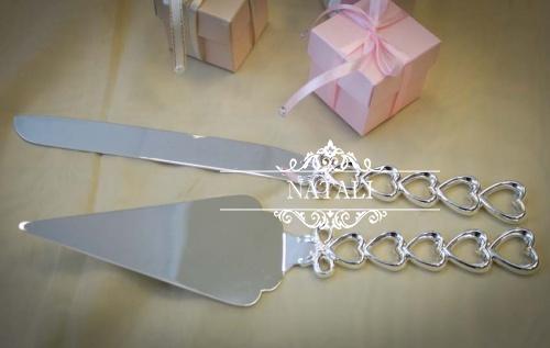 Нож и лопатка для свадебного торта Сердечки