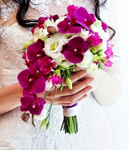 букет невесты из орхтдеи цвета бордо