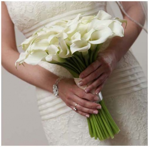 Свадебный букет невесты из белых мини-калл.