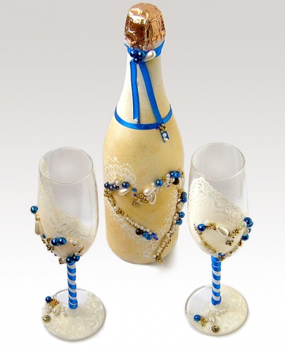 Свадебный комплект шампанское и бокалы