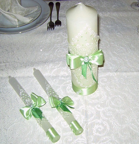 свечи на свадебный стол в оливковом цвете