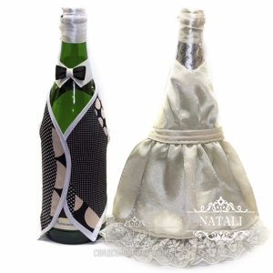 Свадебное шампанское декор,одежда