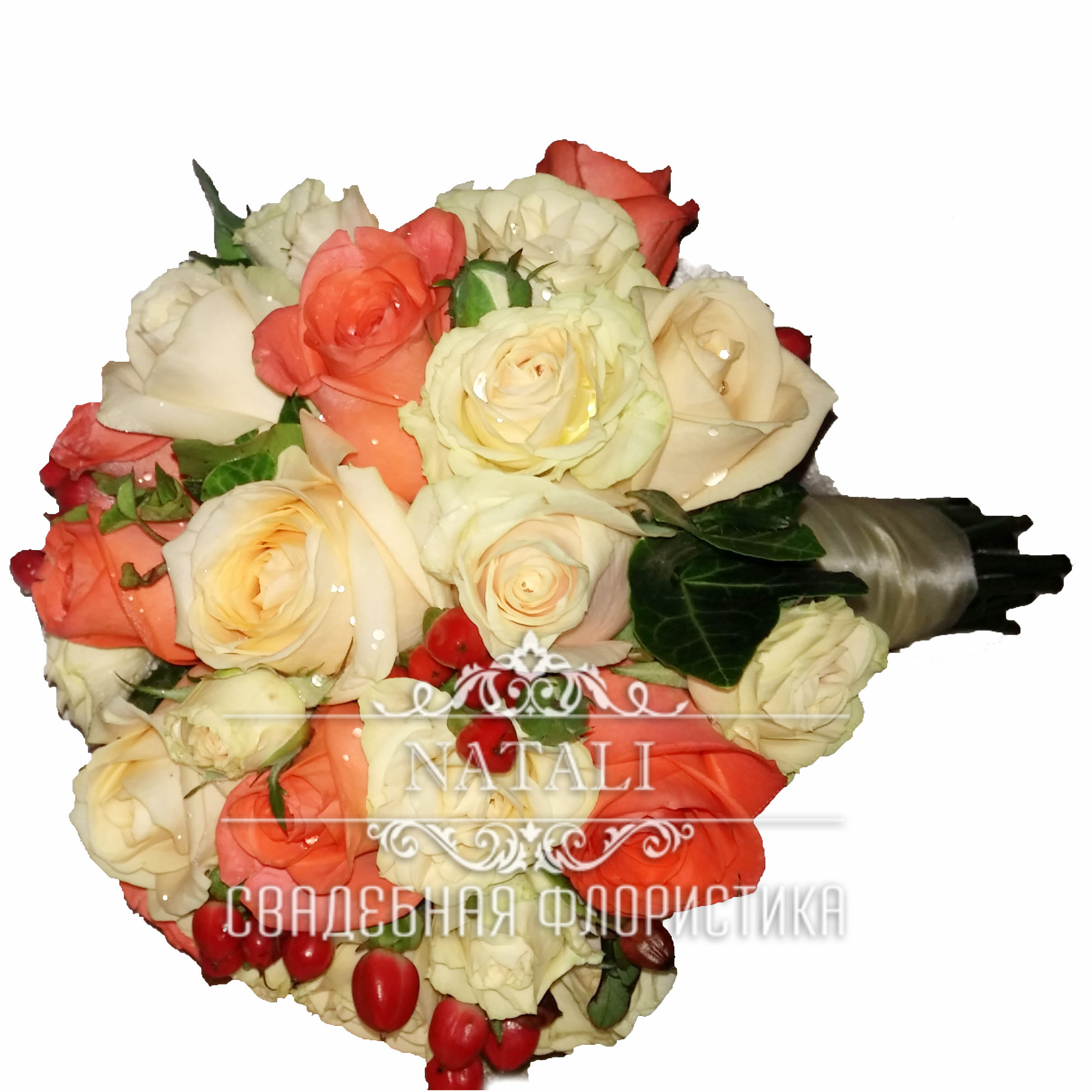 Свадебный букет" Вау" из трех видов роз