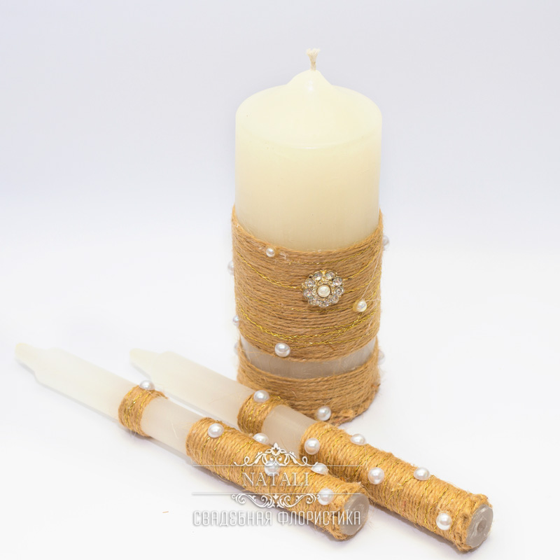 Набор венчальных свечей в этно стиле