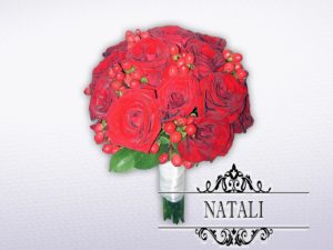 свадебный букет невесты из красных роз