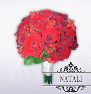 свадебный букет невесты из красных роз